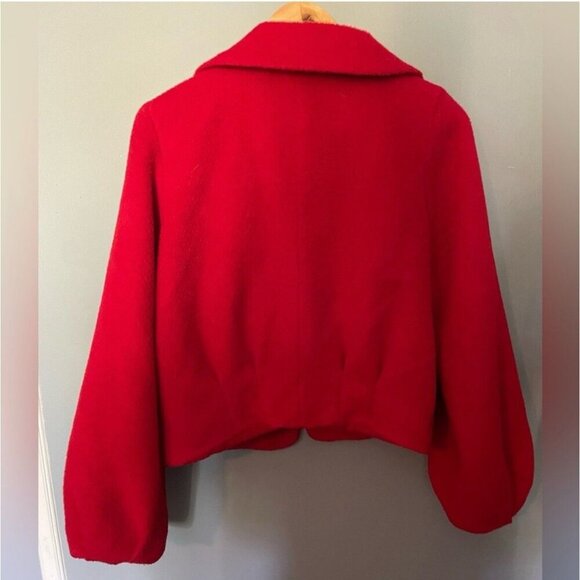 Vintage Red Cropped Jacket Thick Knit Snap Closure Retro Y2K Style Size Medium - Picture 9 of 10